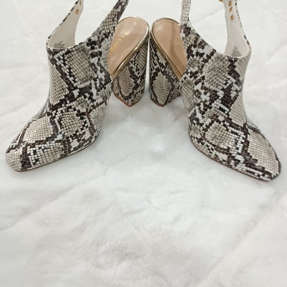 Aalia Natural Snakeskin Block Heel Slingback Pump Size 8.5 - Picture 11 of 13